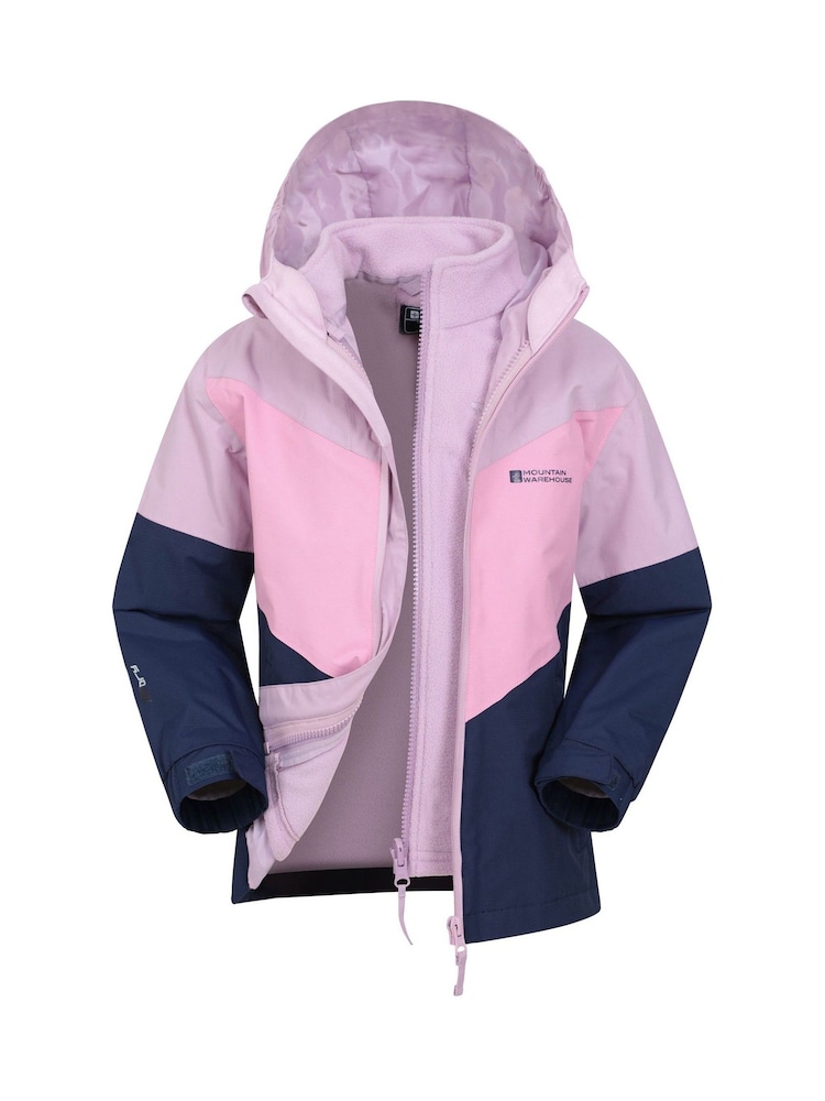 Mountain Warehouse Pink/Blue Lightning II Kids 3-in-1 Waterproof Jacket - Image 1 of 7