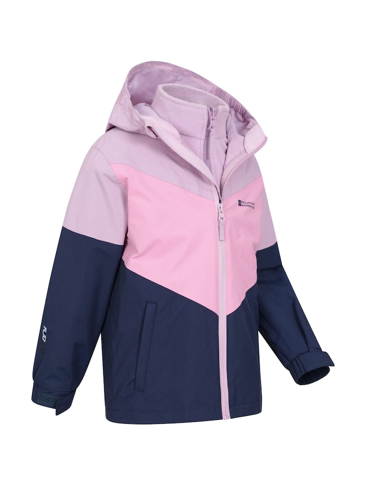 Mountain Warehouse Pink/Blue Lightning II Kids 3-in-1 Waterproof Jacket - Image 2 of 7