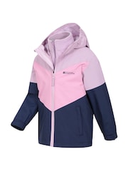 Mountain Warehouse Pink/Blue Lightning II Kids 3-in-1 Waterproof Jacket - Image 4 of 7