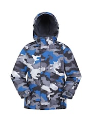 Mountain Warehouse Blue Grey Kids Mogal Printed Fleece Lined Snow Ski Jacket - Image 1 of 7