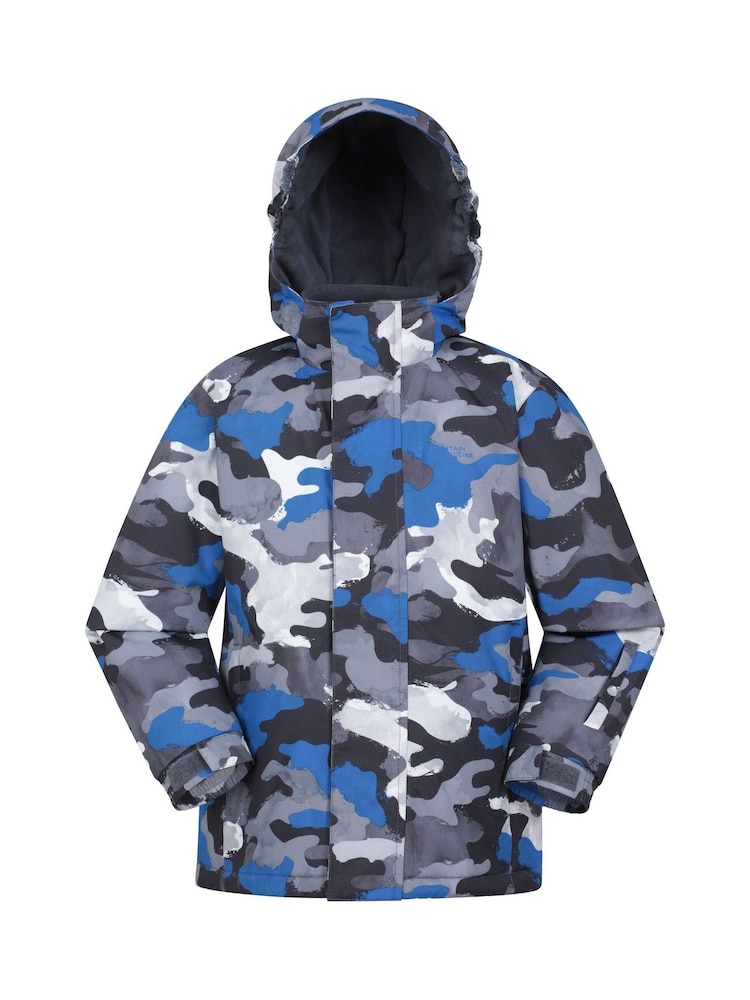Mountain Warehouse Blue Grey Kids Mogal Printed Fleece Lined Snow Ski Jacket - Image 1 of 7