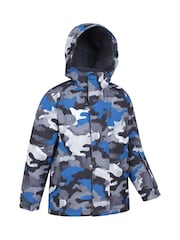 Mountain Warehouse Blue Grey Kids Mogal Printed Fleece Lined Snow Ski Jacket - Image 2 of 7