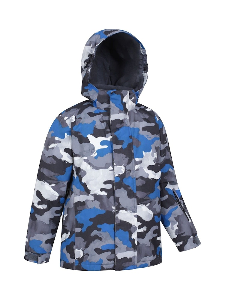 Mountain Warehouse Blue Grey Kids Mogal Printed Fleece Lined Snow Ski Jacket - Image 2 of 7