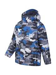 Mountain Warehouse Blue Grey Kids Mogal Printed Fleece Lined Snow Ski Jacket - Image 4 of 7
