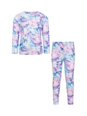 Mountain Warehouse Blue Kids Talus Printed Thermal Top And Joggers Set - Image 1 of 12