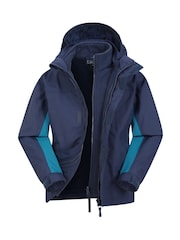 Mountain Warehouse Mid Blue Cannonball 3-in-1 Kids Waterproof Jacket - Image 1 of 7
