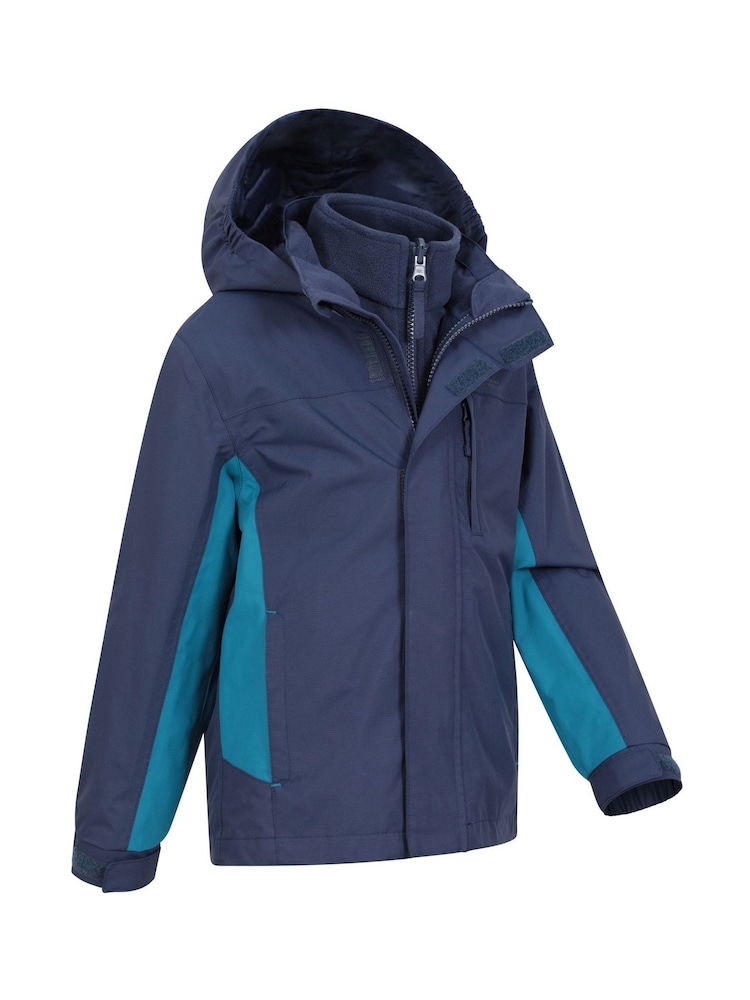 Mountain Warehouse Mid Blue Cannonball 3-in-1 Kids Waterproof Jacket - Image 2 of 7 Mountain Warehouse Mid Blue Cannonball 3-in-1 Kids Waterproof Jacket - Image 2 of 7