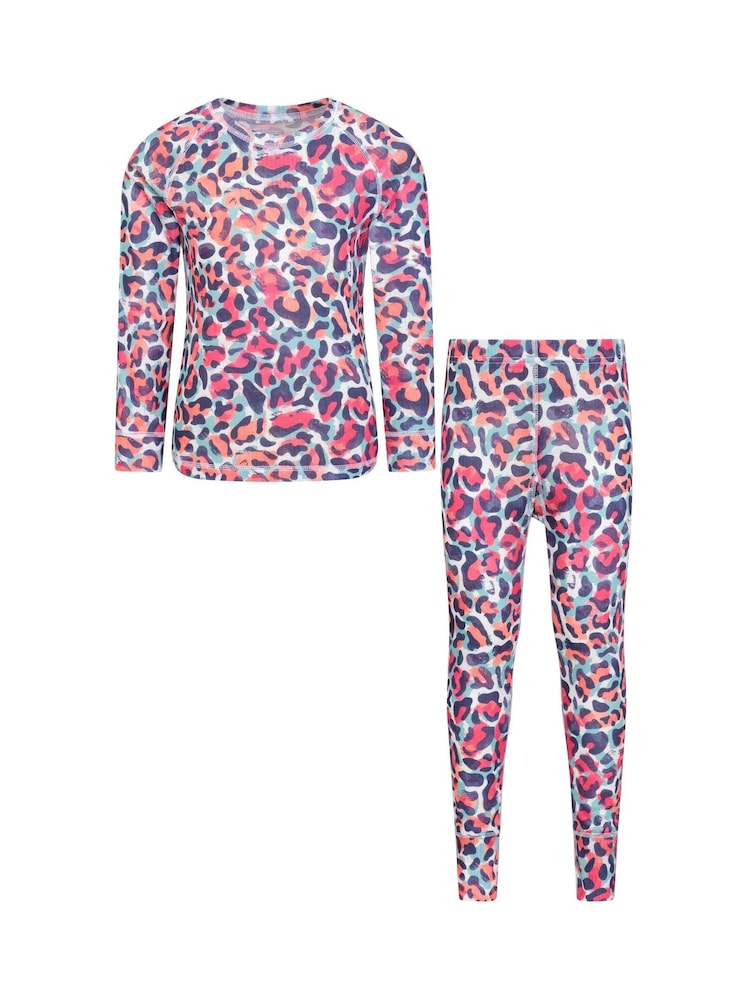 Mountain Warehouse Pink Kids Talus Printed Thermal Top And Joggers Set - Image 1 of 9
