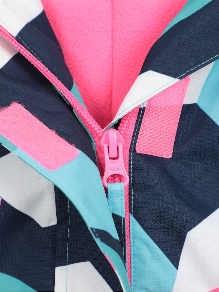 Mountain Warehouse Blue Kids Fleece Lined Printed Snow Ski Jacket And Trousers Set - Image 6 of 12