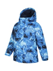 Mountain Warehouse Blue Light Kids Fleece Lined Printed Snow Ski Jacket And Trousers Set - Image 4 of 12