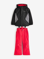 Mountain Warehouse Black Kids Fleece Lined Snow Ski Jacket And Trousers Set - Image 1 of 3