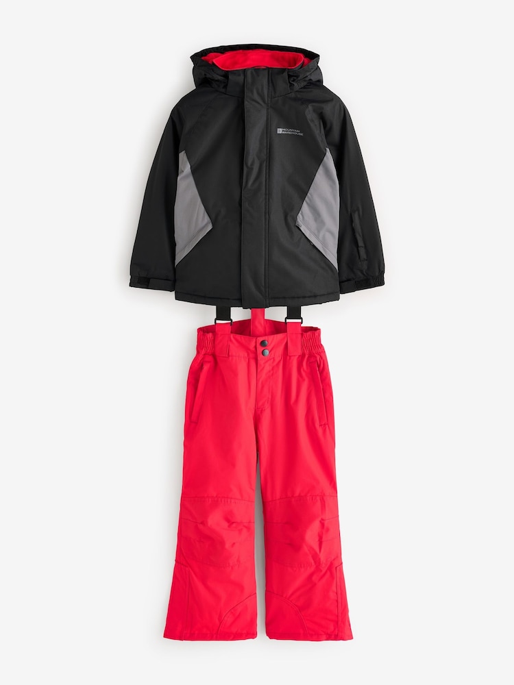 Mountain Warehouse Black Kids Fleece Lined Snow Ski Jacket And Trousers Set - Image 1 of 3