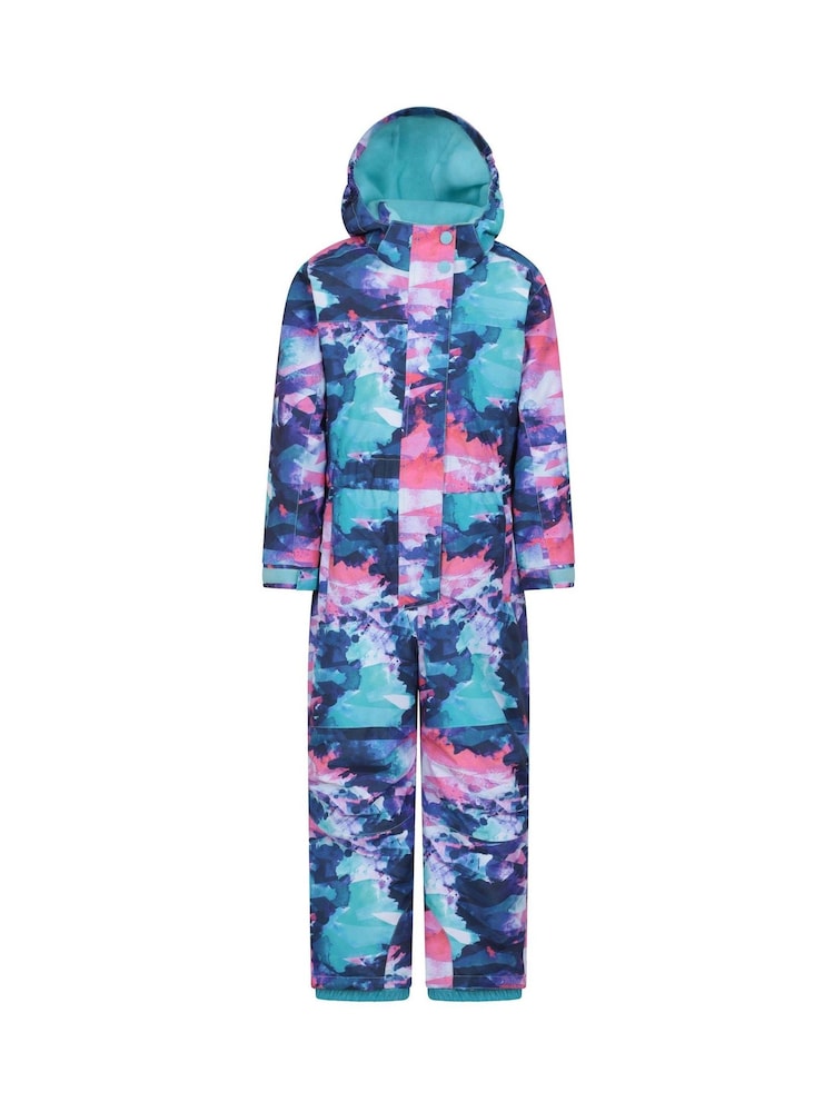 Mountain Warehouse Dark Purple Kids Cloud Printed Waterproof Fleece Lined Snowsuit - Image 1 of 7