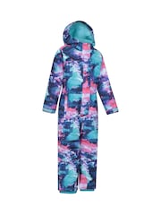 Mountain Warehouse Dark Purple Kids Cloud Printed Waterproof Fleece Lined Snowsuit - Image 2 of 7