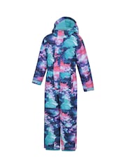 Mountain Warehouse Dark Purple Kids Cloud Printed Waterproof Fleece Lined Snowsuit - Image 4 of 7
