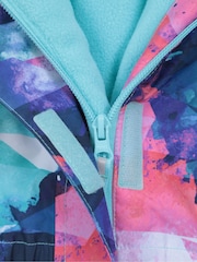 Mountain Warehouse Dark Purple Kids Cloud Printed Waterproof Fleece Lined Snowsuit - Image 6 of 7