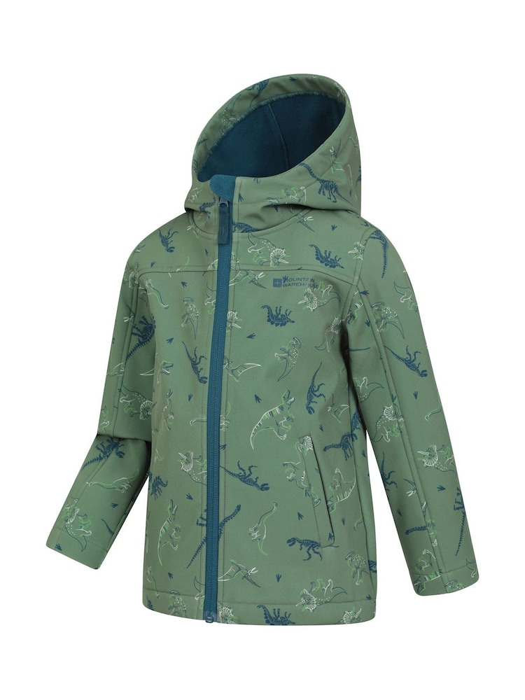 Mountain Warehouse Light Green Exodus Kids Printed Water-Resistant Softshell Jacket - Image 3 of 5