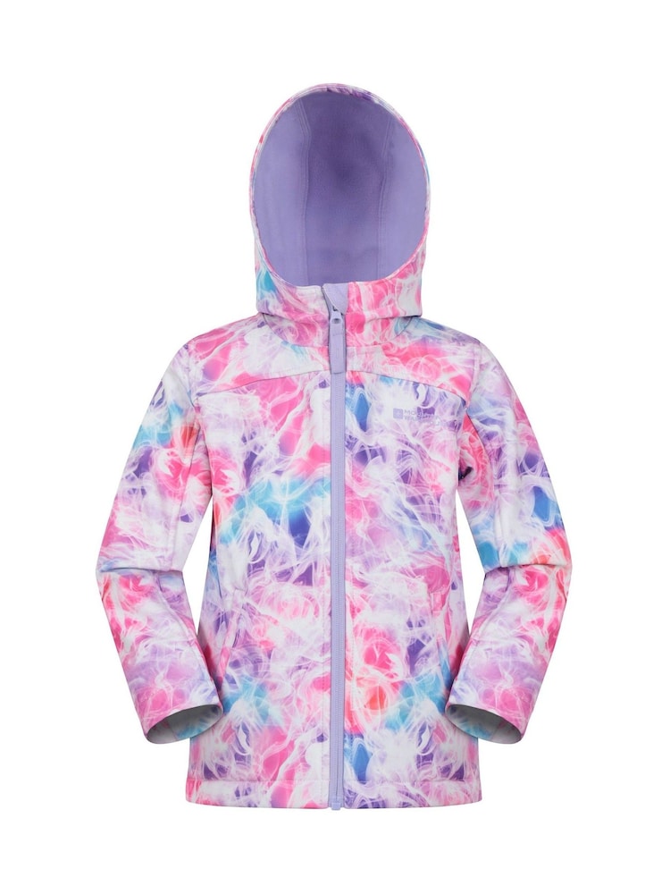 Mountain Warehouse Dark Pink Exodus Kids Printed Water-Resistant Softshell Jacket - Image 1 of 5