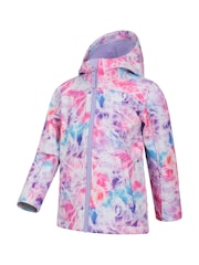 Mountain Warehouse Dark Pink Exodus Kids Printed Water-Resistant Softshell Jacket - Image 4 of 5
