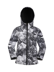 Mountain Warehouse Dark Black Exodus Kids Printed Water-Resistant Softshell Jacket - Image 1 of 5