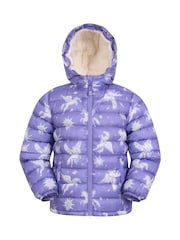 Mountain Warehouse Purple Kids Seasons Water Resistant Faux Fur Lined Padded Jacket - Image 1 of 6