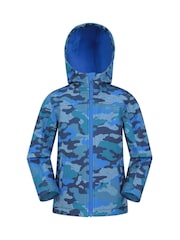 Mountain Warehouse Sky Blue Exodus Kids Printed Water-Resistant Softshell Jacket - Image 1 of 5