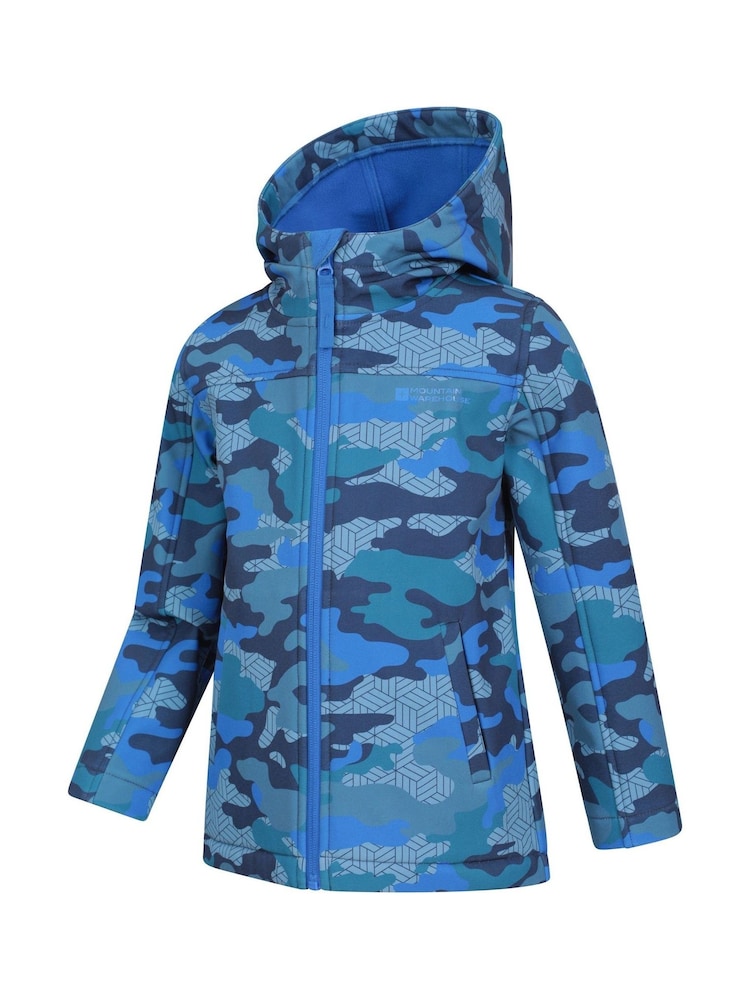 Mountain Warehouse Sky Blue Exodus Kids Printed Water-Resistant Softshell Jacket - Image 2 of 5