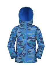 Mountain Warehouse Blue Exodus Kids Printed Water-Resistant Softshell Jacket - Image 1 of 5