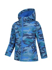 Mountain Warehouse Blue Exodus Kids Printed Water-Resistant Softshell Jacket - Image 4 of 5