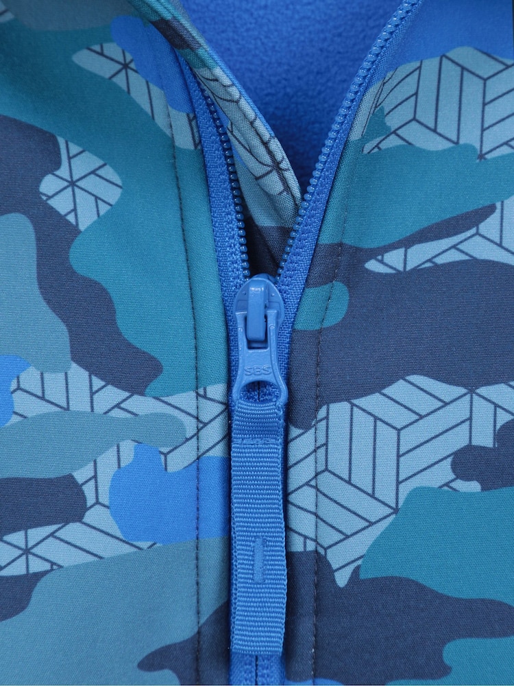 Mountain Warehouse Blue Exodus Kids Printed Water-Resistant Softshell Jacket - Image 5 of 5