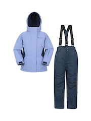 Mountain Warehouse Purple Kids Fleece Lined Snow Ski Jacket And Trousers Set - Image 1 of 12