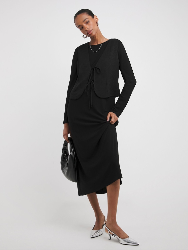 JD Williams Black 2 In 1 Waistcoat Dress - Image 1 of 4