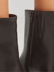 JD Williams Brown Low Block Heel Square Toe Leather Boots In Wide Fit - Image 2 of 4