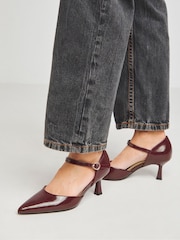 JD Williams Red Two Part Pointed Toe Heeled Shoes In Wide Fit - Image 2 of 3