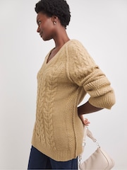 JD Williams Natural Cable V-Neck Tunic - Image 3 of 4