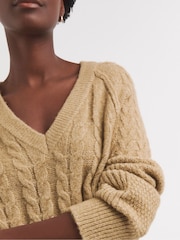 JD Williams Natural Cable V-Neck Tunic - Image 4 of 4