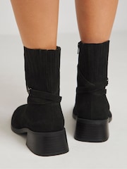 JD Williams Black Suede Square Toe Boots With Concealed Gusset In Extra Wide Fit - Image 4 of 4