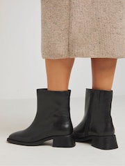 JD Williams Black Low Block Heel Square Toe Leather Boots In Extra Wide Fit - Image 2 of 4