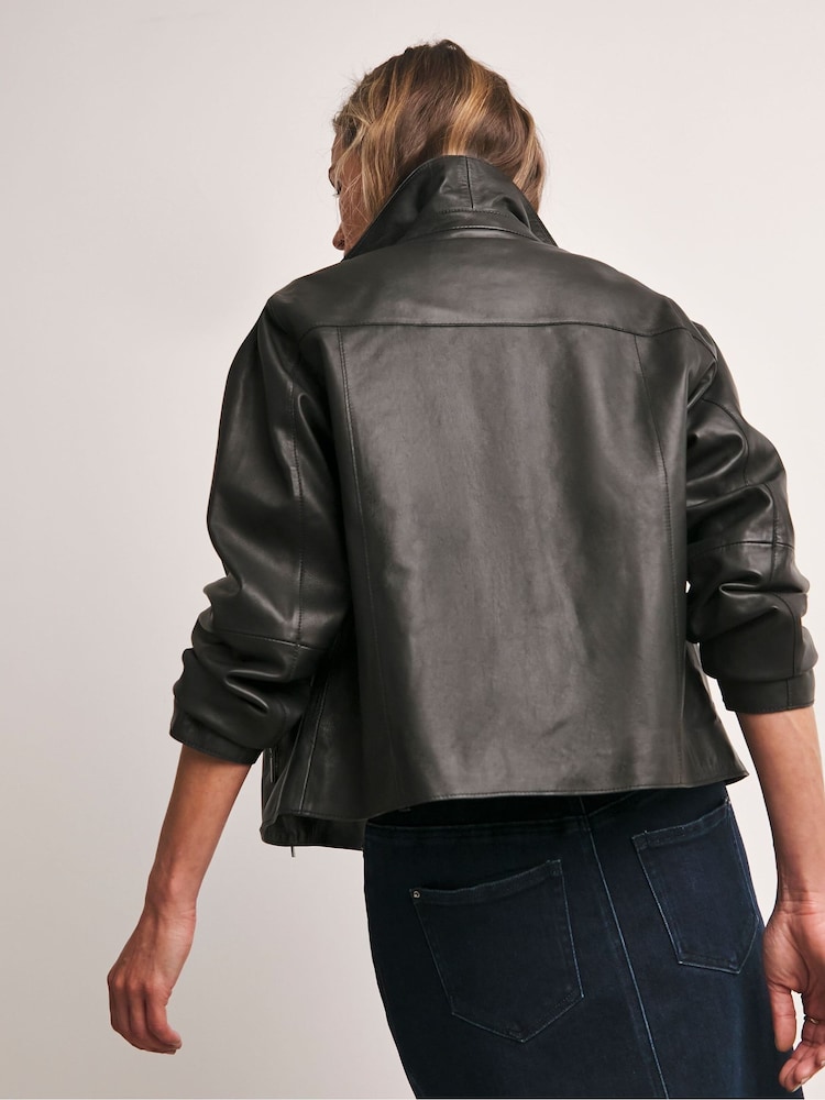 Anthology By JD Williams Premium Real Leather Biker Jacket - Imagen 2 de 4