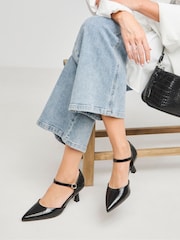 JD Williams Black Two Part Pointed Toe Heeled Shoes In Wide Fit - Image 1 of 4