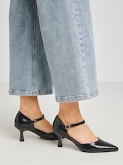 JD Williams Black Two Part Pointed Toe Heeled Shoes In Wide Fit - Image 2 of 4