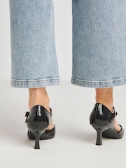 JD Williams Black Two Part Pointed Toe Heeled Shoes In Wide Fit - Image 3 of 4