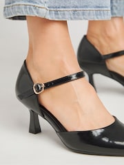 JD Williams Black Two Part Pointed Toe Heeled Shoes In Wide Fit - Image 4 of 4