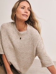 Anthology by JD Williams Natural Knitted Short Sleeve Jumper - Image 1 of 4