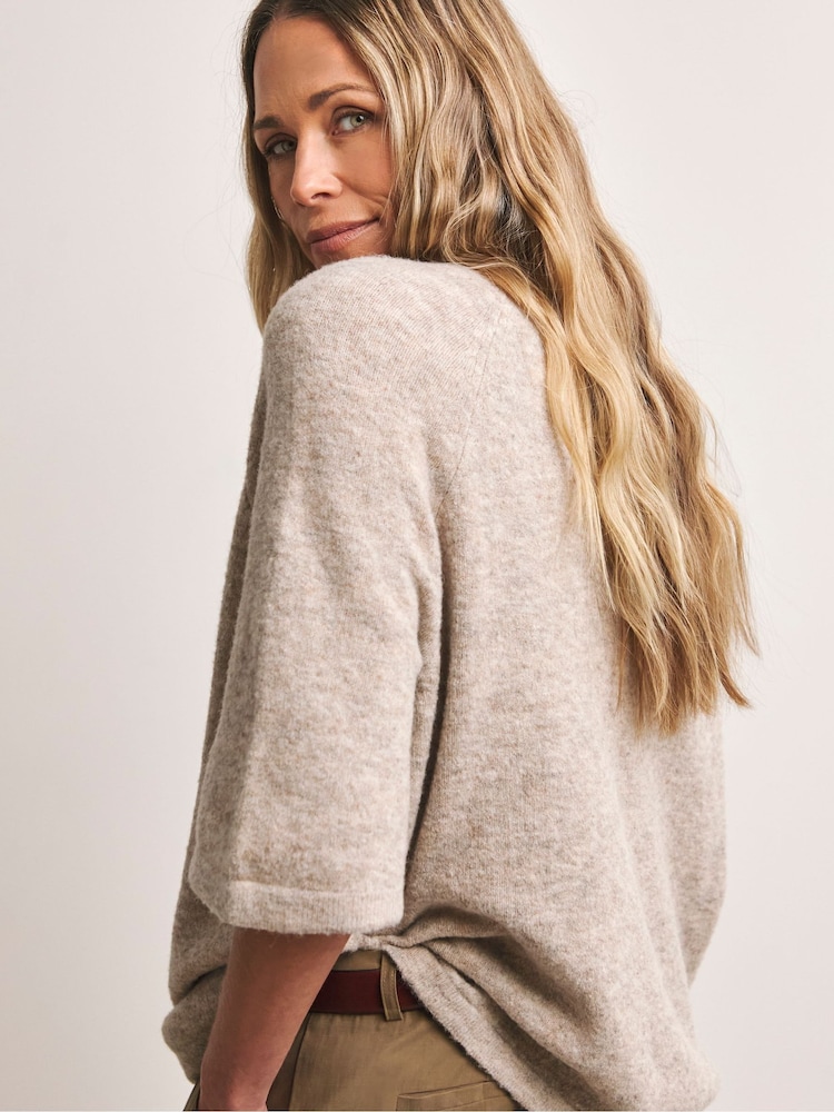 Anthology by JD Williams Natural Knitted Short Sleeve Jumper - Image 2 of 4