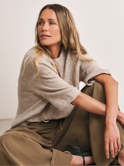 Anthology by JD Williams Natural Knitted Short Sleeve Jumper - Image 3 of 4