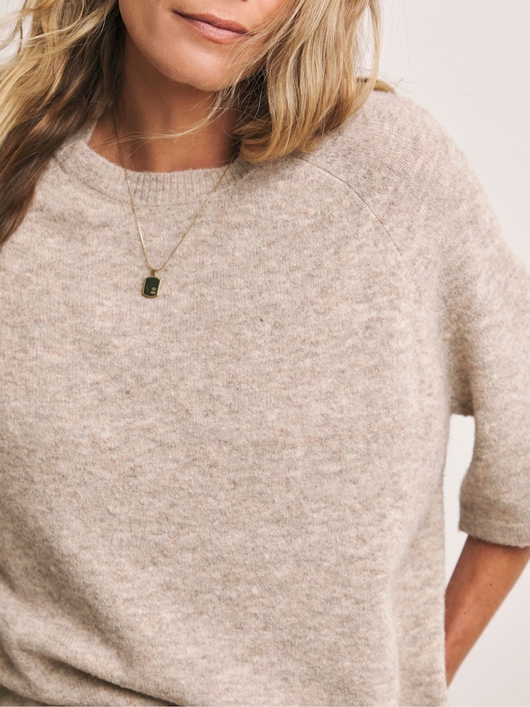 Anthology by JD Williams Natural Knitted Short Sleeve Jumper - Image 4 of 4