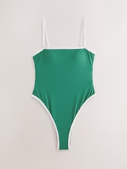Green Contrast Bind - Hoog uitgesneden Braziliaans bandeaubadpak met buikcorrectie - Image 5 of 7