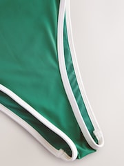 Green Contrast Bind - Hoog uitgesneden Braziliaans bandeaubadpak met buikcorrectie - Image 6 of 7