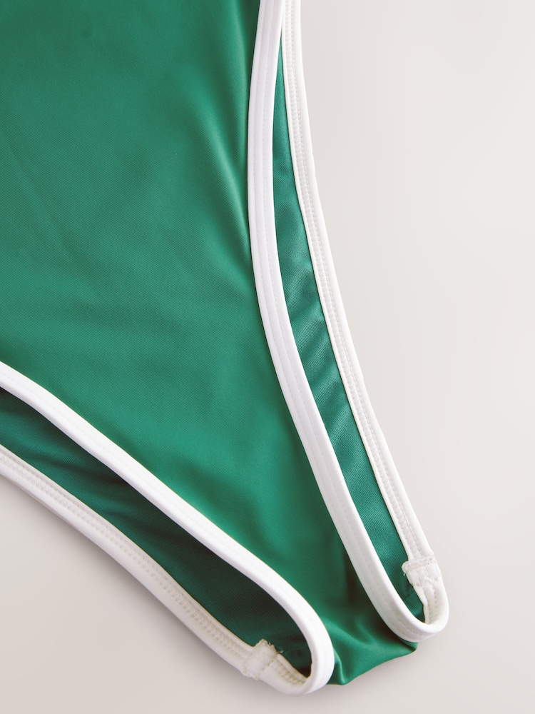 Green Contrast Bind - Hoog uitgesneden Braziliaans bandeaubadpak met buikcorrectie - Image 6 of 7